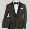 Napolean Stretch Dark Brown Wool Tuxedo Suit -Elite Attire Store napoleanstretchdarkbrownwooltuxedosuitlk