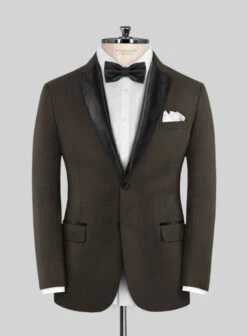 Napolean Stretch Dark Brown Wool Tuxedo Suit -Elite Attire Store napoleanstretchdarkbrownwooltuxedosuitlk 2