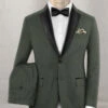 Napolean Military Green Wool Tuxedo Suit -Elite Attire Store napolmilitarygreenwooltuxsuitlook