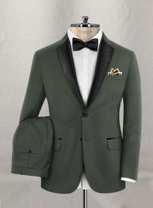 Napolean Military Green Wool Tuxedo Suit 3 Napolean Military Green Wool Tuxedo Suit