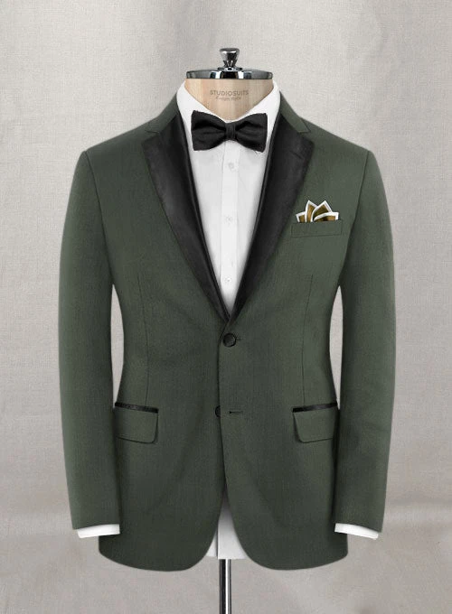 Napolean Military Green Wool Tuxedo Suit 5 Napolean Military Green Wool Tuxedo Suit - Image 3