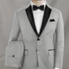Napolean Stretch Gray Wool Tuxedo Suit -Elite Attire Store napostrechgraywltuxsuitlk