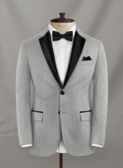 Napolean Stretch Gray Wool Tuxedo Suit -Elite Attire Store napostrechgraywltuxsuitlk 1