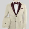 Napolean Stretch Beige Wool Tuxedo Suit -Elite Attire Store napostretchbeigewooltuxedosuitlk