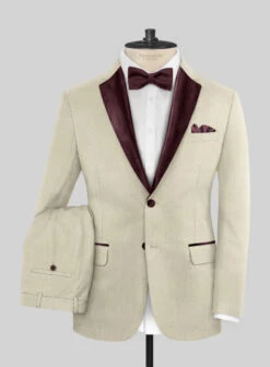 Napolean Stretch Beige Wool Tuxedo Suit
