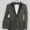 Napolean Stretch Olive Green Wool Tuxedo Suit