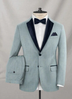 Napolean Stretch Gray Blue Wool Tuxedo Suit