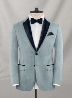Napolean Stretch Gray Blue Wool Tuxedo Suit -Elite Attire Store napostrtchgrybluwltuxsuitlk 1