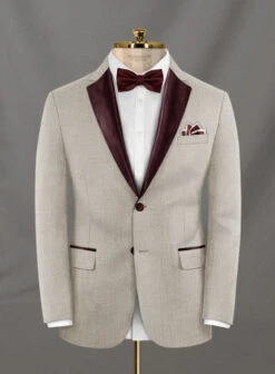 Napolean Stretch Pale Brown Wool Tuxedo Suit -Elite Attire Store napostrtchpalebrwnwltuxsuitlk 1