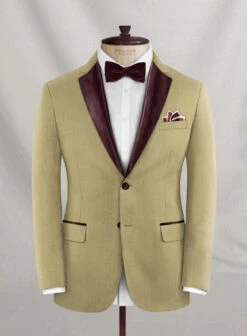 Napolean Sahara Khaki Wool Tuxedo Suit -Elite Attire Store napsahrakhkiwltuxsuitlok 1