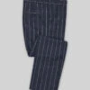 Noble Loredana Blue Stripe Cotton Silk Linen Pants -Elite Attire Store nobleloredanablusripcttnslklinenpntlook