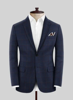 Reda Cinder Blue Checks Wool Suit -Elite Attire Store redacinderblucheckswoolsuit 2