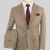 Reda Pale Brown Checks Wool Suit 1 Reda Pale Brown Checks Wool Suit -Elite Attire Store redapalebrowncheckswoolsuitlk