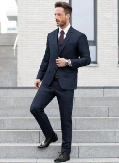 Reda Seal Blue Pure Wool Suit -Elite Attire Store redasealbluepuwoolsuitlook 1