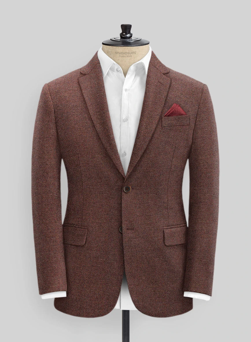 Mute Wine Herringbone Tweed Suit 5 Mute Wine Herringbone Tweed Suit - Image 3