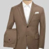 Scabal Brown Cotton Stretch Suit