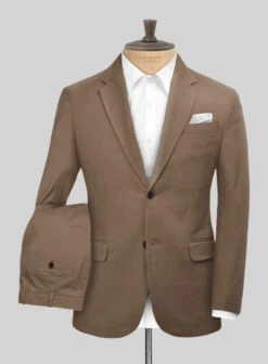 Scabal Brown Cotton Stretch Suit