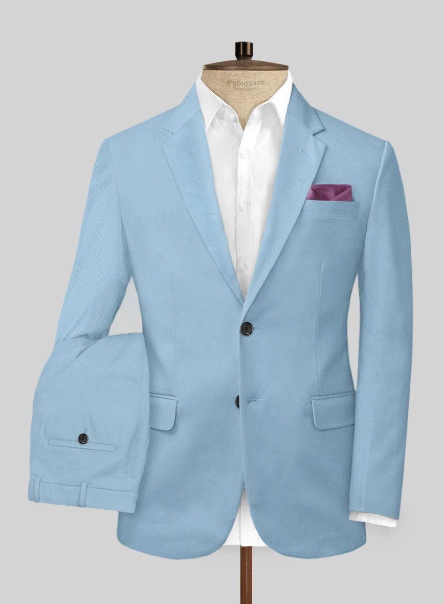 Scabal Cornflower Blue Cashmere Cotton Suit