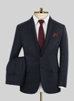Scabal Cosmopolitan Stripe Alado Blue Wool Suit