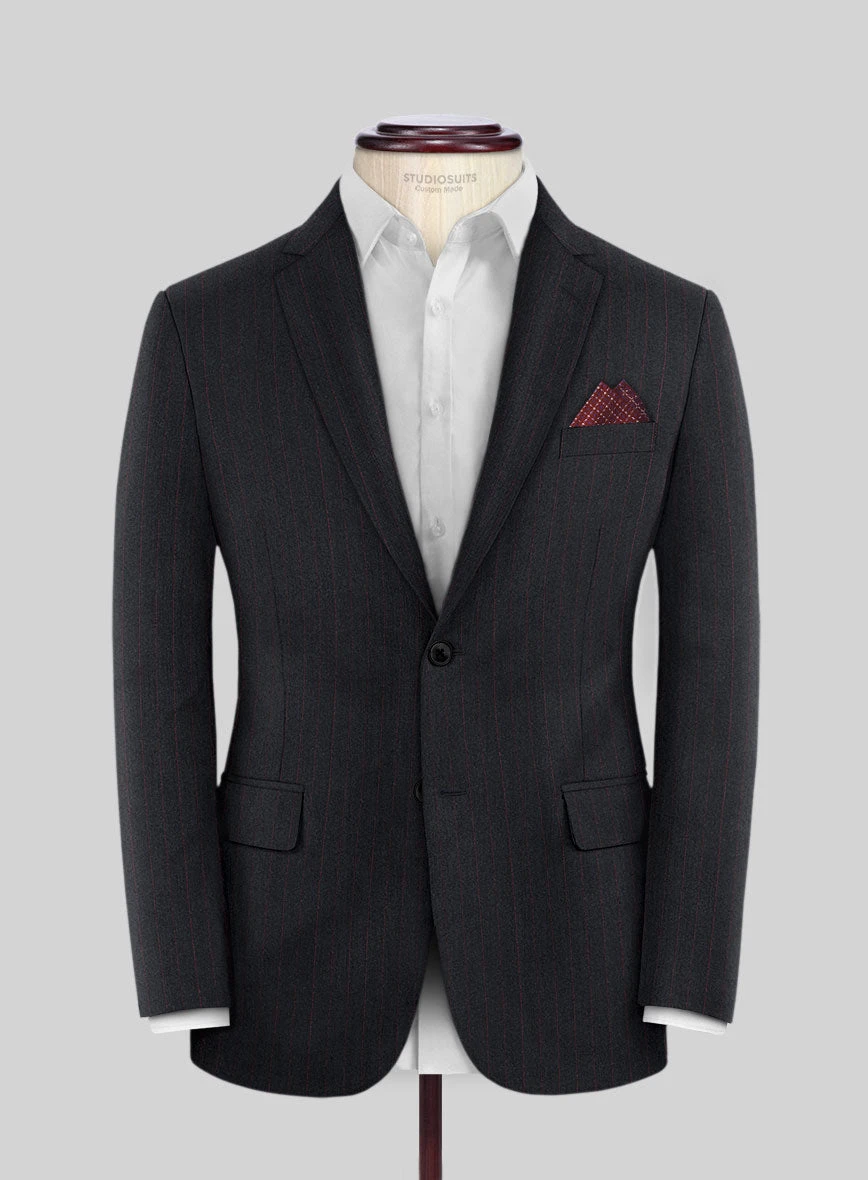 Scabal Sapphire Beaded Stripe Charcoal Wool Suit 5 Scabal Sapphire Beaded Stripe Charcoal Wool Suit - Image 3