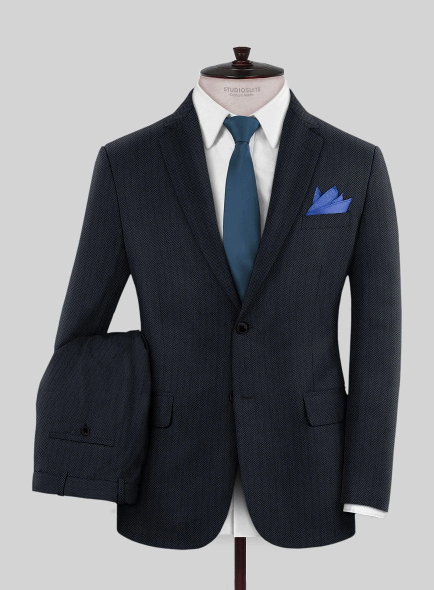 Scabal Tornado Herringbone Slate Blue Wool Suit 3 Scabal Tornado Herringbone Slate Blue Wool Suit