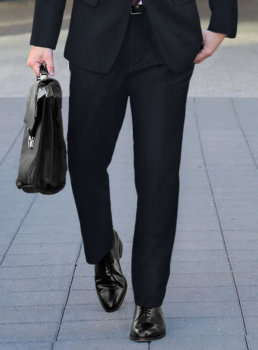 Scabal Tornado Herringbone Slate Blue Wool Suit 6 Scabal Tornado Herringbone Slate Blue Wool Suit - Image 4