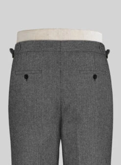 Vintage Herringbone Gray Highland Tweed Trousers -Elite Attire Store vintageherringbonegraytweedhighlandtrouserslook 3