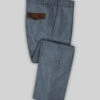 Vintage Herringbone Blue Tweed Pants - Leather Trims -Elite Attire Store vintblueherringleathpantlook