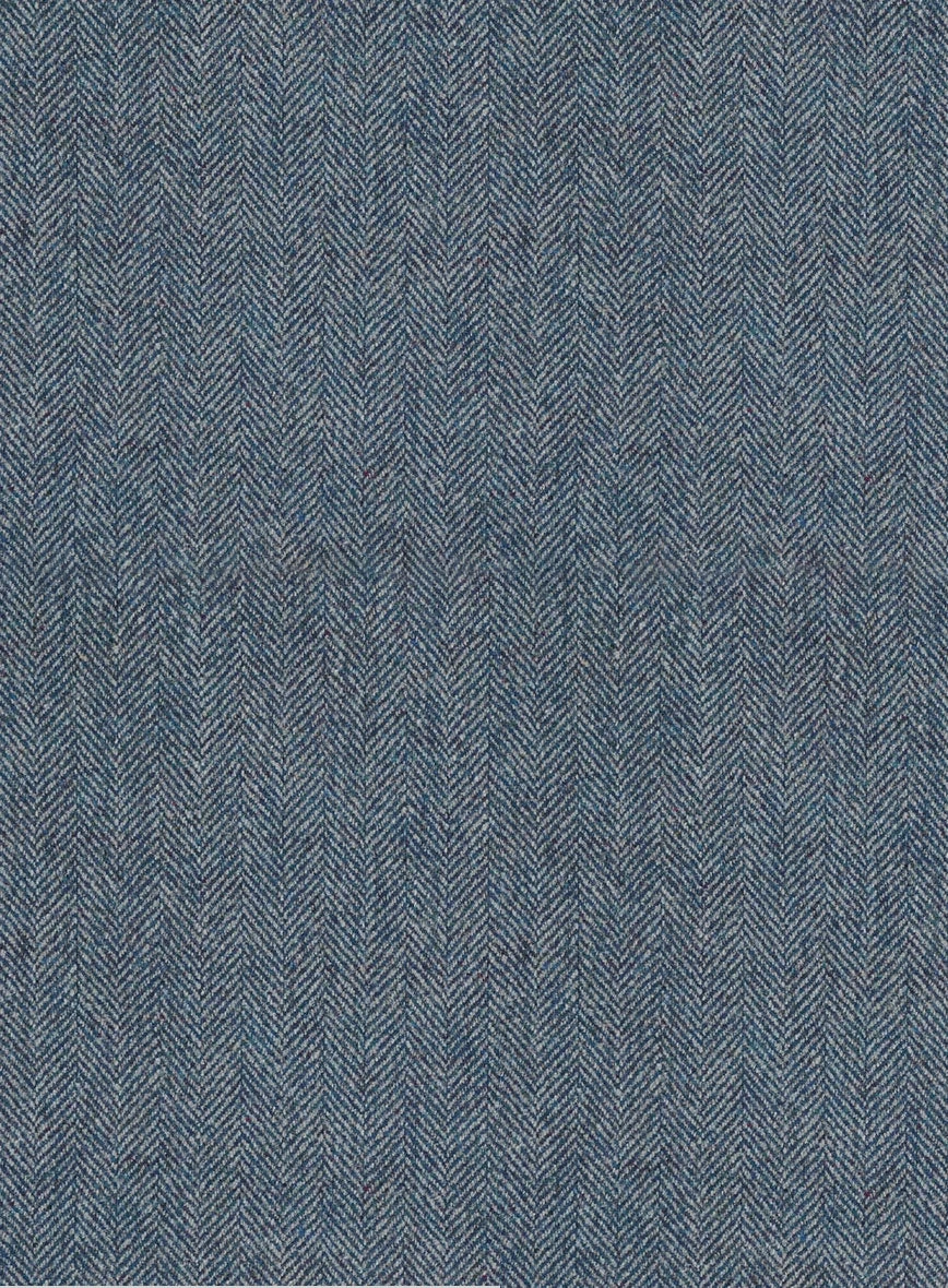 Vintage Herringbone Blue Tweed Pants - Leather Trims 4 Vintage Herringbone Blue Tweed Pants - Leather Trims - Image 2