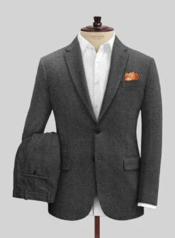 Vintage Dark Gray Weave Tweed Suit