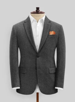 Vintage Dark Gray Weave Tweed Suit -Elite Attire Store vintdrkgrywvtwdsuitlk 2