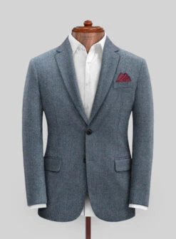 Vintage Herringbone Blue Tweed Suit -Elite Attire Store vintghrringbnbluetwdsuitlk 2