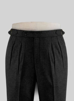 Vintage Plain Black Highland Tweed Trousers -Elite Attire Store vintplainblckhighldtwdtrolk 2