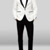 Tuxedo Suit - White Jacket Black Trouser -Elite Attire Store whitetuxblkpantsuit