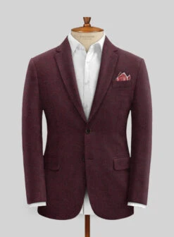 Wine Herringbone Tweed Suit -Elite Attire Store wineherringbonetweedsuitlook 2