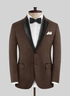 Worsted Brown Wool Tuxedo Suit -Elite Attire Store worstedbrwnwltuxsuitlk 2