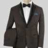 Worsted Dark Brown Wool Tuxedo Suit -Elite Attire Store worsteddarkbrownwooltuxedosuitlook
