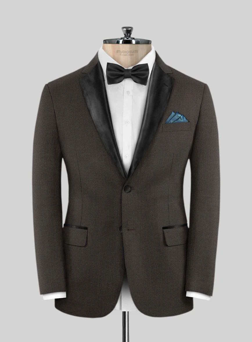Worsted Dark Brown Wool Tuxedo Suit 4 Worsted Dark Brown Wool Tuxedo Suit - Image 2