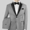 Worsted Light Gray Wool Tuxedo Suit -Elite Attire Store worstedlightgraywooltuxedosuitlk