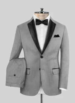 Worsted Light Gray Wool Tuxedo Suit