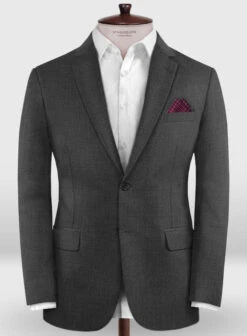 Lanificio Zegna Traveller Charcoal Wool Suit -Elite Attire Store zegnatravellercharcoalwoolsuitlook 1